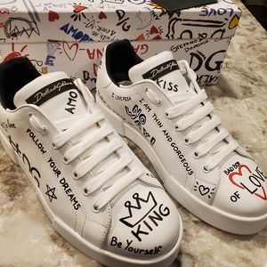 Dolce & Gabbana leather white and black sneakers